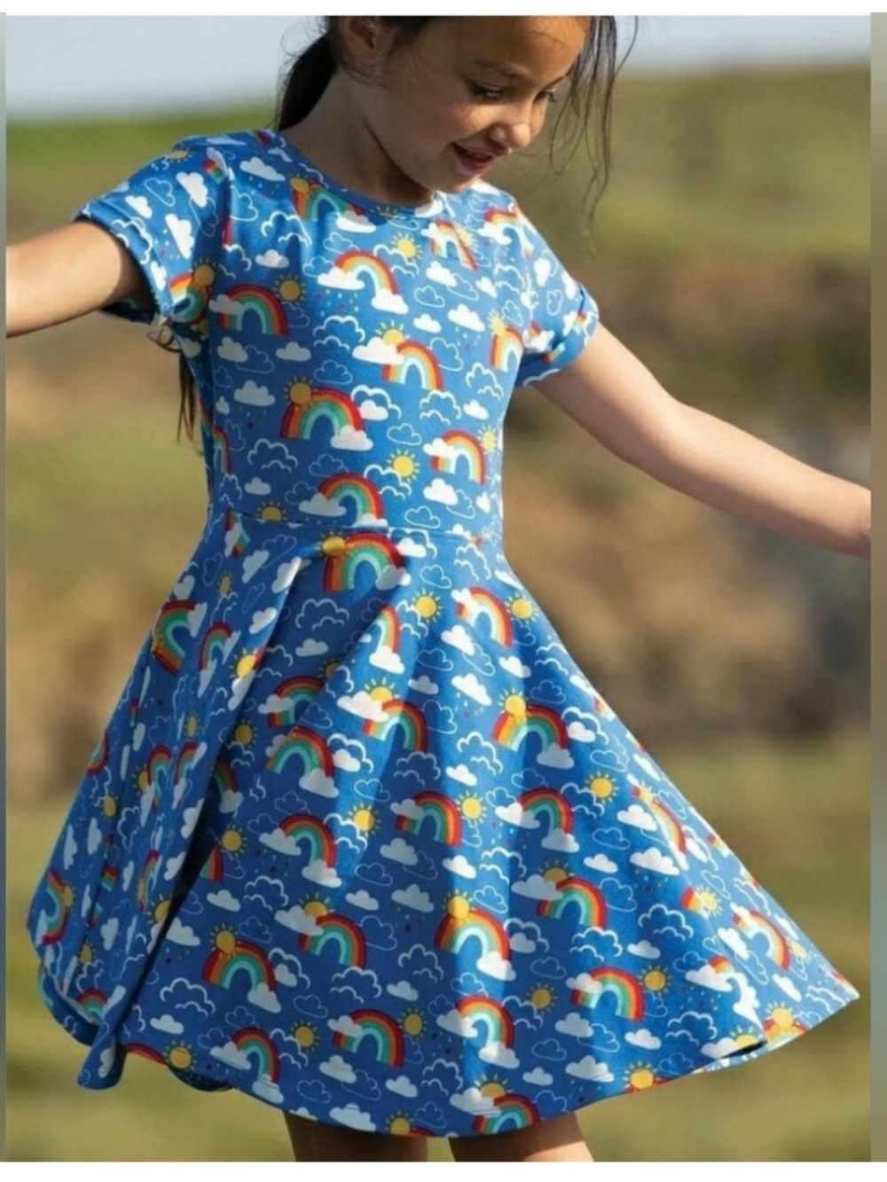 Frugi Rainbow Skies Spring Skater Dress